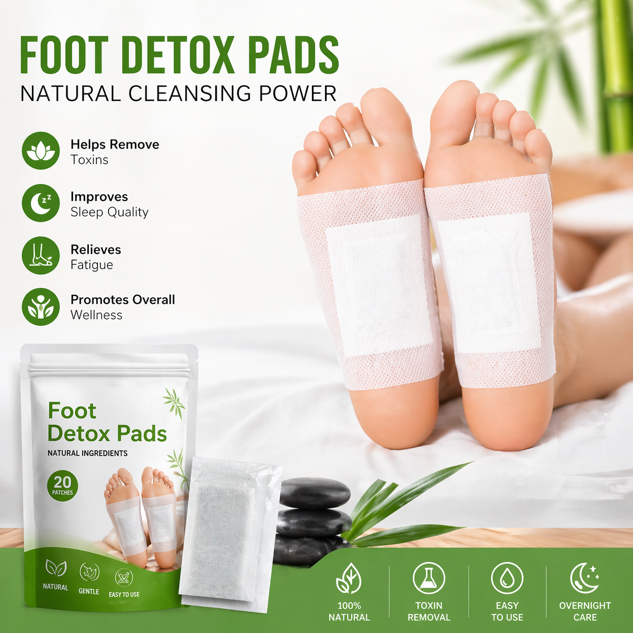 Foot Detox Pads 🦶✨ | 20 Patches (Pack of 1)