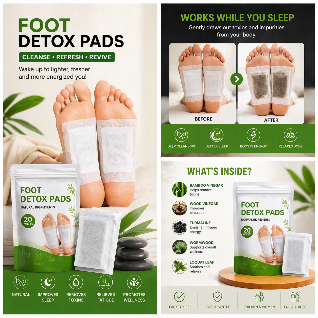 Foot Detox Pads 🦶✨ | 20 Patches (Pack of 1)